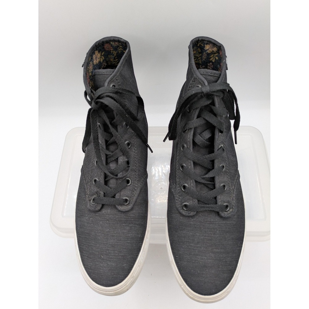 Vans High Top Sneakers Womens 11 Black Floral Lined Lace Up Skate Shoes - Picture 5 of 12
